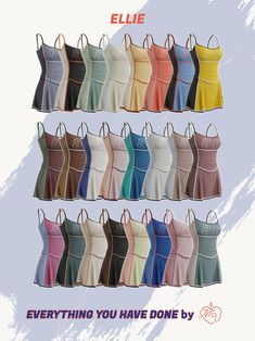 an advertisement for a women's tennis dress with different colors and sizes on it