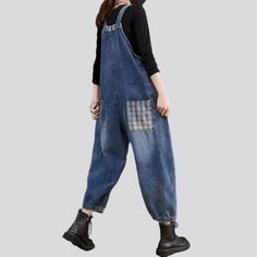 Introducing our 2023 Spring-Summer Collection's checkered details denim jumpsuit a statement piece that will give you a look that screams style!Why It's A Must-HaveThis breathable denim jumpsuit is designed to bring out the vintage. baggy. and sanded look in you. With a unique checkered pattern and patched design. you'll have the perfect balance of streetwear trend and chic fashion. The suspenders closure adds an extra touch of class. making it the ideal jumpsuit for any special occasion.Feature Denim Bib Front Jumpsuit For Fall, Fall Season Denim Jumpsuit With Bib Front, Fall Denim Bib Front Jumpsuits And Rompers, Casual Patchwork Jumpsuits And Rompers For Fall, Spring Cotton Plaid Jumpsuits And Rompers, Spring Plaid Cotton Jumpsuits And Rompers, Casual Summer Plaid Jumpsuits And Rompers, Casual Plaid Jumpsuits And Rompers For Summer, Casual Plaid Jumpsuit And Romper For Summer