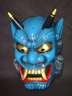 I love this one! Japanese Oni | Devil mask Ao-oni(blue Devil) Ao Oni, Chinese Demon, Japan Mask, Japanese Demon Mask, Japanese Oni Mask, Devil Art, Ronin Samurai, Demon Mask