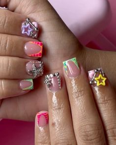 Birthday Nails Gemini, Birthday Acrylic Nails, Nails Gemini, Natural Nails Manicure, Acrylic Toe Nails, Sassy Nails, Hard Nails, Gel Nails Diy