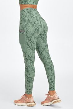 On-The-Go PowerHold® High-Waisted Legging Fabletics green female Activewear >> Womens >> Bottoms >> Leggings >> Full Length PowerHold regular Training 4-Way Stretch/Chafe-Resistant/Moisture-Wicking/Pockets/UPF Protection Our 5-star pocket style in PowerHold® Female Activewear, 160 Pounds, High Rise Leggings, High Waisted Leggings, Active Wear For Women, Fabric Care, 5 Star, Moisture Wicking, The Go