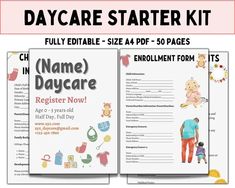 Daycare Forms, Daycare Contract, Daycare Starter Kit, Childcare Forms, Daycare Paperwork, Home Daycare Forms Complete Package, Preschool. Looking for a comprehensive package of daycare forms and paperwork? Look no further than our complete package of home daycare forms! This package includes everything you need to get started, including accident reports, childcare forms, contracts, and more. Enrollment Form, Daycare Facility, Intake Form, Welcome Letter, Means Of Communication