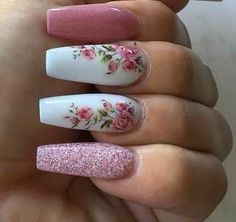 Floral Nail Designs, Nail Swag, Pretty Acrylic Nails, Fancy Nails, Best Acrylic Nails