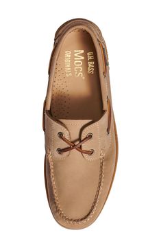 Casual attitude meets supreme comfort in a classic boat shoe shaped with a moc-stitched toe and crafted of burnished calfskin leather. Leather upper and lining/rubber sole Imported Classic Boat, Shoe Men, Classic Boats, Boat Shoe, Men's Clothes, Nordstrom Store, G H, Anniversary Sale, Manners