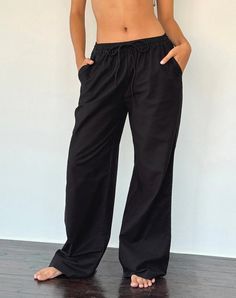 Black Wide Leg Linen Trousers | Wasic – motelrocks-com-us Fitted Linen Pants, Elastic Waist Pants Outfit, Lounge Trousers, Wide Leg Linen Trousers, Wide Leg Lounge Pants, Color Pants, Linen Pant, Solid Color Pants, Casual Wide Leg Pants