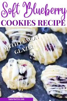 soft blueberry cookies recipe with lemon glaze