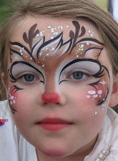 Forest Face Paint, Rudolph Face Paint, Holiday Face Paint, Christmas Face Painting For Kids, Christmas Face Paint Ideas, Christmas Face Painting Ideas, Reindeer Face Paint, Lip Makeup Art, Halloween Lip Makeup