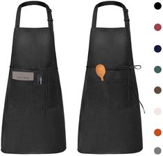 two aprons with an orange spoon on them