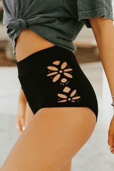 These modest black High-Waisted bikini bottoms are incredibly flattering, modest, and comfortable. An elastic waistband keeps these bottoms in place, while the booty coverage keeps you comfortable and covered. We especially love the textured fabric and laser cutouts on the sides- we're obsessed! Cute Modest Swimwear, Modest One Piece, Black Tankini Top, Black Tankini, Laser Cutout, Modest Swimsuits, Modest Swimwear, Best Swimsuits, Swimsuit Bottoms