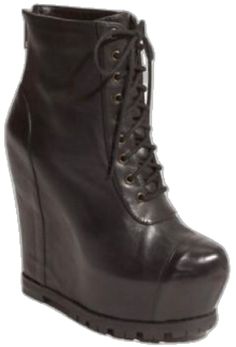 Leather Platform Boots With Wedge Heel, Leather Lace-up Platform Wedge Boots, Edgy Leather Wedge Boots With Platform, Faux Leather Wedge Heel Boots, Edgy Leather Wedge Heels, Formal Wedge Heel Platform Boots, Chic Faux Leather Wedge Boots, Leather Wedge Heel Boots For Party, Leather Wedge Heel Party Boots