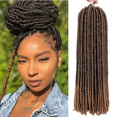 PRICES MAY VARY. 1.Material: The Style of Hair is Bomba Dreadlocks Faux Locs Soul Crochet Braid Hair Extensions, 100% High Quality Kanekalon Fiber, It Is Flame-retardant, Safe For Your Use. 2.Specification: This is a Dreadlocks Faux Locs 6 Pack Deal. There are 18 Strands in Per pack. Weight:70gram/pack; Size: 18inch; Normal 6 Packs Make a Full Head. 3. Style: Straight Faux Locs Crochet Hair Dreadlocks, Braiding Hair Goddess Locs Crochet Hair, Fashionable Fiber hair, Easy To Wear. It's Suitable F Fox Locs, Faux Hairstyles, Faux Locs Styles, Braids Blonde, Dreadlocks Braids, Faux Dreads, Faux Locs Crochet, Fake Dreads, Dread Braids