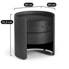 an image of a black table with measurements for the top and bottom section on it