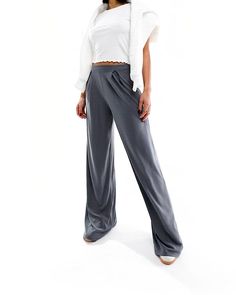 Wide Leg Pants by ASOS DESIGN These are going to be *well loved* Regular rise Wide leg Gray High-waisted Wide Leg Summer Pants, Gray High-waisted Wide Leg Pants For Summer, Gray Wide Leg Pants With Loosely Fitted Hips, Chic Gray Wide Leg Full Length Pants, Gray Relaxed Fit Wide Leg Pants, Gray Loosely Fitted Wide Leg Pants, Gray Wide Leg Pants For Summer, Spring Gray High-waisted Wide Leg Pants, Chic Stretch Gray Wide Leg Pants