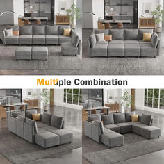 the same couch is shown in different positions