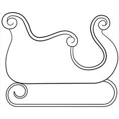 a black and white line drawing of a sleigh with swirls on it