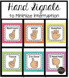 the hand signals to minimize interruption in this classroom poster set is an easy way to help students learn how to use them