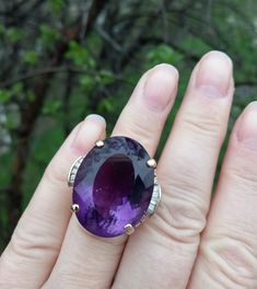 Absolutely Stunning 14k Yellow Gold,  huge,  approximately 40ct Amethyst in dark Deep Purple color , Baguette Diamonds on the side Ring.. Size about 7 Weight over 22 Grams.. Ring is in good Pre Owned Condition  All sales are Final no return.  ALL ITEMS FROM MY SHOP MUST BE PURCHASED STRAIGHT FROM ETSY.COM WEBSITE  Not thru Google and Others Offsite ads... Wedding Amethyst Gemstones With Diamond Accents, Luxury Emerald Cut Amethyst Ring For Formal Occasions, Luxury Emerald-cut Amethyst Ring For Formal Events, Luxury Baguette Cut Gemstones For Gift, Luxury Baguette Cut Gemstones, Luxury Amethyst Gemstones For Anniversary, Elegant Amethyst Marquise Ring, Purple Baguette Cut Rings For Formal Occasions, Elegant Purple Gemstones With Diamond Accents