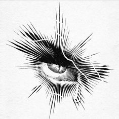 an artistic black and white drawing of a star burst in the middle of it's image