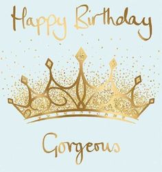 a happy birthday card with a gold crown on it's head and the words congre