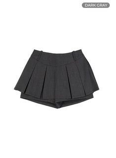 pleated-mini-skort-cl402 / Dark gray Fitted Gray Pleated Bottoms, Gray Pleated School Bottoms, Gray Pleated Bottoms For School, Trendy Fitted Bottoms For School, Check Print Skirt, Street Preppy, Festival Trends, Check Material, Prom Outfits