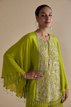 Buy Green Chiffon Crepe Embroidery Bead Keyhole Kurta And Gharara Set For Women by Keith Gomes Online at Aza Fashions. Bollywood Style Wedding Kaftan With Gota Work, Wedding Kaftan With Gota Work For Festive Occasions, Festive Wedding Kaftan With Gota Work, Anarkali Gota Work Kaftan For Wedding, Wedding Straight Kaftan With Gota Work, Elegant Pista Green Dress With Gota Work, Embellished Silk Sharara With Straight Kurta, Pista Green Embellished Kurta For Wedding, Embellished Pista Green Kurta For Wedding