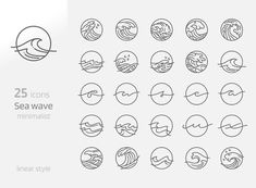 the 25 icons for sea wave minimalist