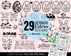 german easter bunny designs with the numbers twenty and forty