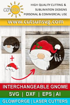 an image of a wooden sign with santa clause on it and the words,'christmas gnome