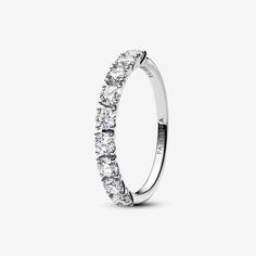 Pandora Era Lab-grown Diamond Half Eternity Band Ring 0.90 carat tw 14k White Gold Custom Charm Bracelet, Diamond Half Eternity Band, Heart Promise Rings, Half Eternity Band, Eternity Band Ring, Vs Diamond, White Gold Band, 14k White Gold Ring, Stunning Jewellery