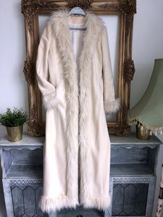 Sz 38 Shoulders 38cm Sleeve 58cm Chest (pit to pit) 50cm Length 132cm Fitted Long Beige Outerwear, Beige Fitted Long Outerwear, Fitted Long Sleeve Fur Coat For Cold Weather, Fitted Fur Coat For Cold Weather, Vintage Fitted Wool Coat For Winter, Fitted Long Fur Coat For Winter, Long Winter Outerwear With Faux Fur Trim, Fitted Long Fur Coat For Cold Weather, Long Fall Outerwear With Faux Fur Lining