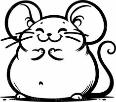 a black and white drawing of a mouse