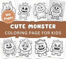 cute monster coloring pages for kids with the title cutie monster coloring page for kids