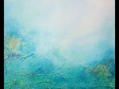 an abstract painting with blue and green colors