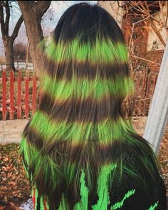 @/thegirlnamedwalter on Instagram:) Alt Dyed Hair, Halloween Hairstyles For Short Hair, Green And Red Hair, Carmel Skin, Hairstyles Alt, Red And Green Hair, Purple And Green Hair, Striped Hair, Intricate Hairstyles