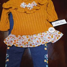 Brand New Little Lass 2 Peice Shirt And Pants Set Size 12m Baby Girl Cute Fitted Brown Sets, Cute Stretch Sets For Fall, Overall Shorts Outfit, Red Faux Fur Coat, Floral Outfit Summer, Woman Costumes, Pink Heart Dress, Shirt And Pants Set, Girls Sweater Dress