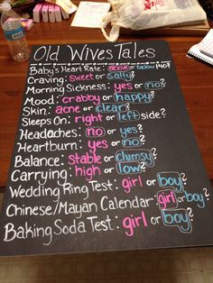 a blackboard with writing on it that says old wives tales and other things to do