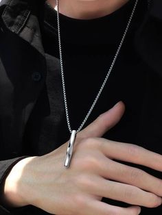 Silver  Collar  Stainless Steel   Embellished   Men's Fashion Jewelry Male Chains, Male Jewellery, Male Necklace, Aura Necklace, Men Pendant, Geometric Pendant Necklace, Mens Fashion Jewelry, Chain Accessories, Necklace Men