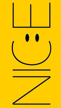 a yellow poster with a smiling face on it's front and bottom corner, in the shape of a rectangle