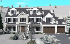 this is an artist's rendering of a house in the winter