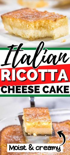 the recipe for mexican ricotta cheese cake is shown in two separate images, with text overlay