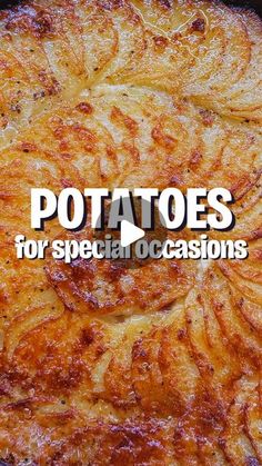 the cover of potatoes for special occasions, with text overlaying it and an image of onion rings on top