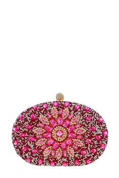 Shine bright like a diamond with this magnificent fuchsia clutch bedazzled in stunning rhinestones and translucent crystals. This luxurious essential is sure to become your go-to evening elegance. Pink Full Rhinestone Crystals 8"(L) x 2.5"(W) x 6"(H) Luxury Pink Hand Embellished Bags, Swavorski Diamond Encrusted Pink Crystal Evening Handbags, Luxury Bedazzled Crystal Embellishments, Glamorous Crystal Evening Bag With Rhinestones, Crystal Clutch With Rhinestones For Party, Pink Rhinestone Clutch For Evening, Glamorous Pink Evening Bag With Rhinestones, Glamorous Crystal Evening Bag For Prom, Pink Rhinestone Party Clutch