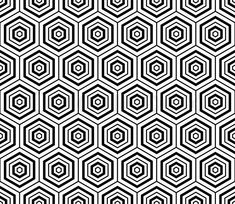 an abstract black and white pattern with hexagonal shapes