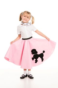 Kids Poodle Skirt, Kids 50s Costume, Girls Poodle Skirt, Felt Poodle, 1950s Poodle Skirt, Poodle Skirt Costume, Poodle Skirt Outfit, Kids Halloween Costume Ideas, Dogs Poodle