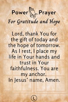 an old parchment paper with the words prayer for grateful and hope