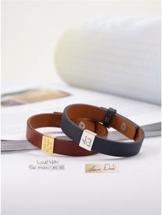 Handwriting Bracelet for Men Classic Leather Bracelet With Leather Strap As Gift, Classic Leather Strap Bracelet As A Gift, Engraved Leather Bracelet For Everyday, Brown Leather Bracelet With Engraving Option, Classic Leather Bracelet As A Gift, Personalized Leather Bracelet For Everyday, Gift For Dad Christmas, Men Gift Ideas, Loss Of Dad