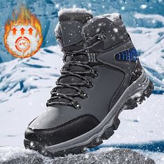 Category:Boots; Upper Materials:PU Leather; Gender:Men's; Toe Shape:Round Toe; Outsole Materials:Rubber; Details:Fleece lined; Closure Type:Lace-up; Function:Comfortable,Slip Resistant; Listing Date:11/05/2024; 2024 Trends:Hiking Boots,Winter Boots,Trekking Shoes Winter Hiking Boots, Boots With Fur, Cold Weather Activities, Outdoor Trekking, Trekking Shoes, Men’s Boots, Winter Gear, Winter Hiking, Boots Winter