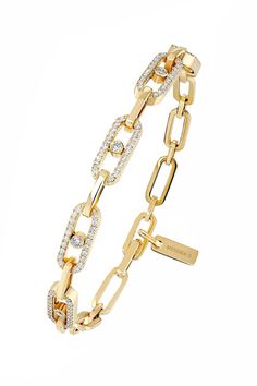 Messika move link multi diamond bracelet in yellow gold. 18K Yellow Gold 0.82ctw Diamonds (G/VS) 15-18cm L Messika Move Uno, Gold Outfit, Discount Jewelry, Latest Jewellery, Yellow Gold Bracelet, Fine Jewels, Gold Yellow, Turquoise Jewelry, Jewelry Branding