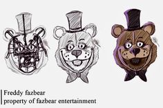 three cartoon bears with hats on their heads