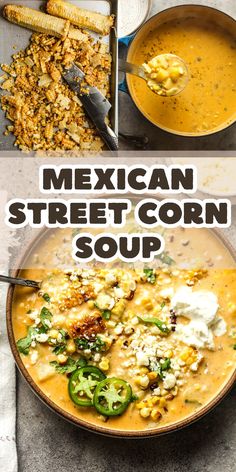 Mexican Street Corn Soup is a creamy comforting soup inspired by elote! This Elote Soup Recipe is all things rich, tangy, and slightly spicy taste experience. This one pot soup is a hearty and delicious making it a perfect go-to recipe for those busy weeknight dinners! Mexican Street Corn Soup, Street Corn Soup, Mexikansk Mat, Diner Recept, Cotija Cheese, Corn Soup, Mexican Street Corn, Summer Corn, Crock Pot Recipes